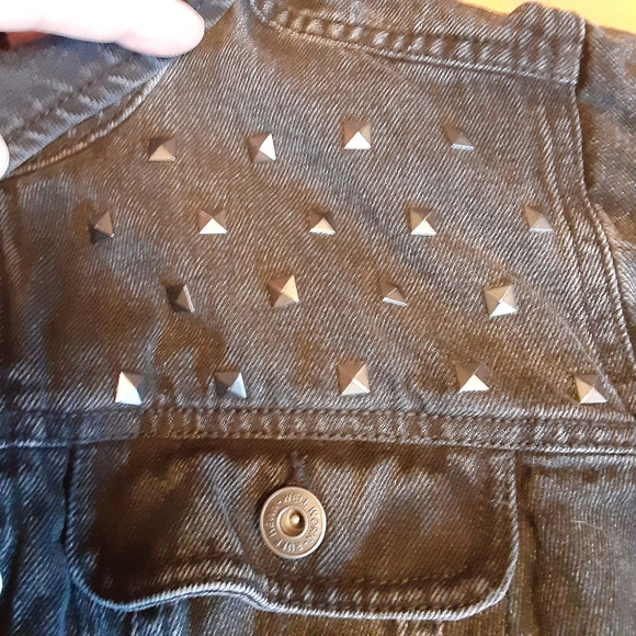 RUFF HEWN BLACK BUTTON UP DISTRESSED/FADED COTTON JEAN JACKET WOMENS SIZE 1X - Picture 8 of 13